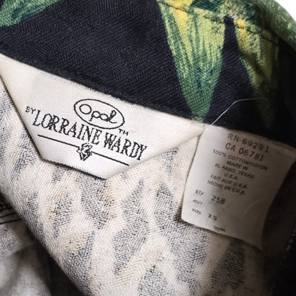 Vintage 80s 100% Cotton Jungle Print Cropped Button Up Lorraine Wardy Jacket XS - Picture 7 of 9